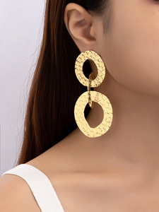 Trendy Gold Plated Drop Three Round Pendant Pendientes de joyería de moda a granel - Product Image 2