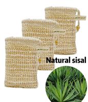 Pochette 100 % Naturelle Économiseur de Savon Exfoliante en Sisal avec Cordon de Serrage et Bande de Coton