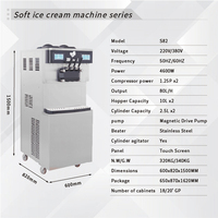 Machine à crème glacée commerciale sur pied en acier inoxydable 4500W 220V pour la production de lait et d'eau pour la préparation de snacks/boissons glacées