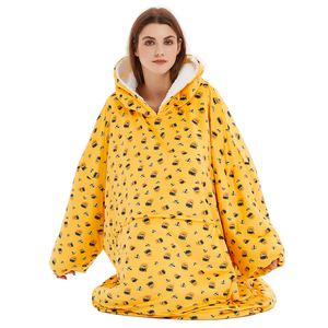 Custom <strong>Snuggle</strong> Flannel Fleece Anime Blanket <strong>Hoodie</strong> Cozy Long Sleeve Polyester in Modern Korean Style for Women and <strong>Men</strong> - Product Image 1