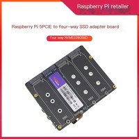 Carte d'extension Raspberry Pi 5 X1011 Quad M.2 SSD, adaptateur PCIE vers NVMe 2280 pour disque SSD