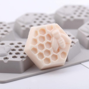 Factory Hot Quality Custom 3d Bee Honeycomb square Rectangular Cake <b>Soap</b> <b>Moulds</b> Handmade Silicone <b>Soap</b> Mold with logo - Product Image 2