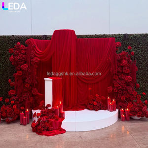 Cortinas de fondo para boda LEDA, nuevo diseño, decoración para fiestas, cortina de fondo roja arrugada para bodas y fiestas - Product Image 2