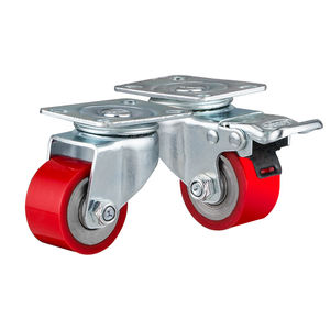 ล้อ PU สีแดงแกนเหล็กชุบสังกะสีแบบต่ำ น้ำหนักเบา สำหรับอุปกรณ์ขนาดกะทัดรัด - Product Image 4