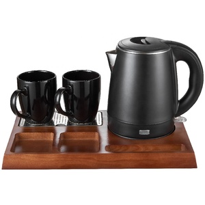 <span class=keywords><strong>Tray</strong></span> 5 Bintang Hotel selamat datang fasilitas pinus baki kayu dengan 1.0 Liter lapisan ganda 304 ketel Stainless & <span class=keywords><strong>2</strong></span> cangkir keramik hitam - Product Image 3