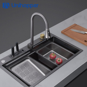 Kitchen Sink 304 Stainless Steel Undermount Single Bowl <b>Brushed</b> Black Multifunctional <b>Vegetable</b> Washing Basin - Product Image 4