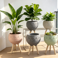 Pot de fleurs en fibre d'argile pour la maison et le jardin avec support à trois pieds, design minimaliste moderne, pots pour grandes plantes d'intérieur