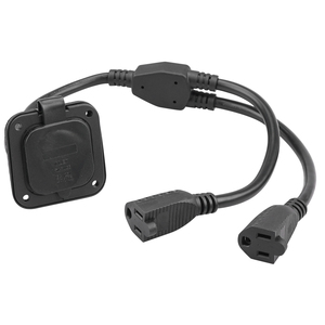 Prise de courant NEMA 15A, prise d'alimentation RV 125V avec cordon d'extension double intégré de 18 pouces, <span class=keywords><strong>adaptateur</strong></span> en Y - Product Image 3