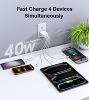 Chargeur mural HNT GaN 40W 4 ports PD à charge rapide QC, prise UK/JP/US/EU Type C, charge rapide pour iPad Pro iPhone 15 14 13 12 11 Pro Max