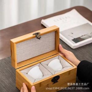 Caja de Almacenamiento de Bambú Cuadrada con Cerradura para Té, Regalos, Manualidades - Product Image 3