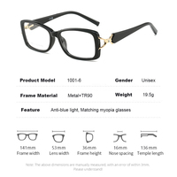 Monturas de Gafas Ópticas Modernas para Mujer, Gafas de Lectura con Patillas Estrechas Cuadradas, Monturas de Gafas con Bisagras Metálicas TR90