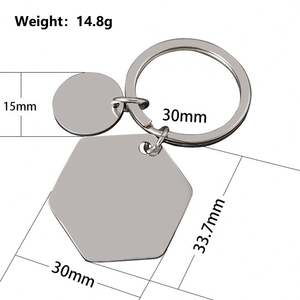 Llaveros Personalizados de Acero Inoxidable con Diseño Hexagonal y Pieza Circular - Product Image 2