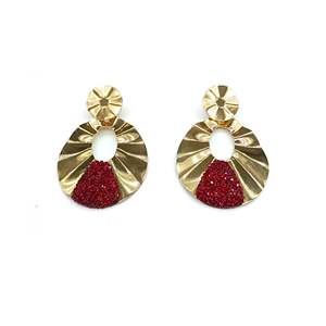 Fashion <b>Drop</b> <b>Earrings</b> Gold Plated 316L Stainless Steel <b>Red</b> Rhinestone Studs Statement Jewelry - Product Image 1