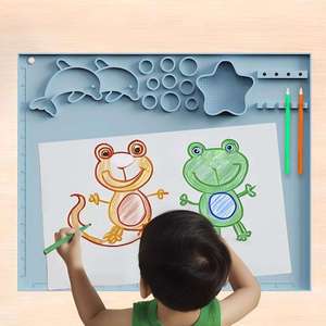 OEM Factory 43x35cm Eco-Friendly <b>Silicone</b> Dolphin Kids Palette Brush Washer Acrylic Watercolor Paint Mixing Tray Non-Slip - Product Image 2