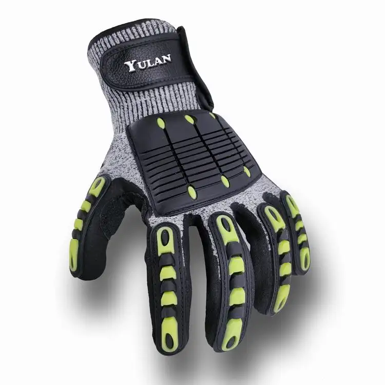 Mechanic Gloves Yulan M103 Sandy Nitrile Coated Oilfield Anti Slip Cut Resistant TPR Impact Gloves Mechanic Glove