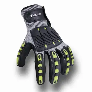 Nitrile Cut Resistance Glove Yulan M103 Sandy Nitrile Coated Oilfield Anti Slip Cut Resistant TPR Impact Gloves Mechanic Glove