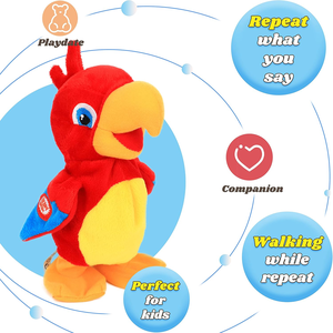 Pappagallo Parlante di Peluche Prodotto in Fabbrica, Giocattolo Elettronico Interattivo che <span class=keywords><strong>Canta</strong></span> e Balla per l'Apprendimento dei Bambini - Product Image 6