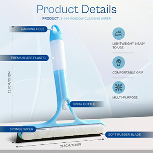 Nettoyeur de vitres double face professionnel en plastique à prix d'usine, raclette de douche pulvérisatrice pour le nettoyage des fenêtres à domicile - Product Image 3