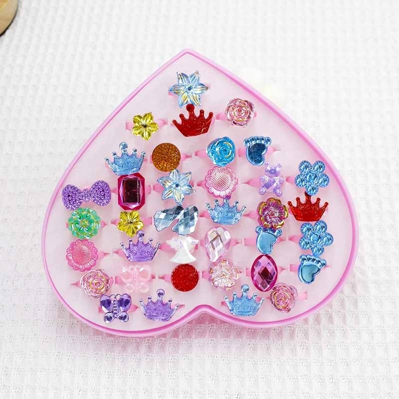 Bague pour enfants Filles Cristal gemme petite bague petite fille princesse mignon bijoux de couleur diamant Bague en strass - Nihaojewelry ance