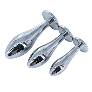 Set di 3 Pezzi S M L Grande Nuovo Plug Anale Rotondo a Goccia d'Acqua in Metallo Plug Anale in Acciaio Inossidabile con Pietra Giocattolo Sessuale - Product Image 2