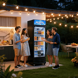 Congélateur commercial à porte vitrée, réfrigérateur vertical à refroidissement par ventilateur pour boissons, vitrine de présentation, fournitures pour entrepôts et supermarchés - Product Image 2