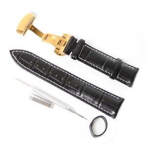 악어 패턴 천연 가죽 시계줄 화이트 스티치 남녀공용 18mm 20mm 22mm - Product Image 4