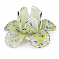 Porte-bougie en verre lavande, sculpture florale artisanale, élégant centre de table décoratif en verre pour la maison
