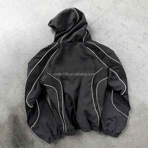Vestes coupe-vent légères en nylon avec fermeture éclair, coutures personnalisées, design en tissu mesh, vestes coupe-vent imperméables réfléchissantes 3M - Product Image 1