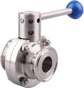 Válvula de cierre sanitaria inteligente neumática eléctrica manual con mango de mariposa, de acero inoxidable soldado, con conexión Tri-Clamp y rosca - Product Image 4
