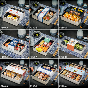 Biodegradabile usa e getta in legno scatola per Sushi Bento Lunch Cake torta vassoio per alimenti con coperchio trasparente - Product Image 6