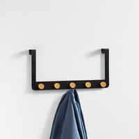 Porte-manteau et porte-clés multifonctionnel industriel rustique en fer et perles de bois, sans perçage, pour porte