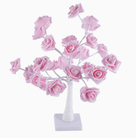 Lampe de table LED en forme de rose, alimentée par piles, 24 LED, pour chambre à coucher, mariage, fête, Noël, Saint-Valentin, décoration de la maison, éclairage