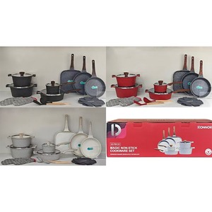 Set di 18 Pezzi di Pentole e Padelle Forgiate con Finitura Geometrica Elegante, Padelle da 24/28cm, Padella Quadrata da 28cm, Coperchi Piatti <span class=keywords><strong>TE</strong></span>, Antiaderenti, con Hub Porta Utensili - Product Image 6