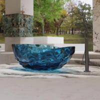 Baignoire autoportante ovale en résine transparente, effet cristal translucide, surface solide, baignoire de luxe moderne pour intérieur