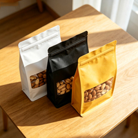 Sachet Doypack Personnalisé en Papier Kraft à Huit Soudures Latérales, Anti-humidité, avec Fenêtre Transparente et Fermeture Zip Refermable pour Noix, Thé, Grains et Snacks