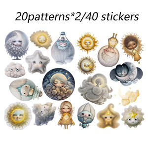 JAIIMAN 12 tarjetas 40 pegatinas Fantasy Sky Junk Journal <span class=keywords><strong>Card</strong></span> Set DIY Postal grabable para suministros de colección de recortes - Product Image 5