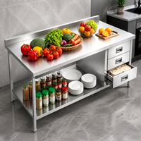 Table de travail commerciale en acier inoxydable poli pour restaurant, avec tiroirs, capacité de charge 500 kg/m, équipement de cuisine durable