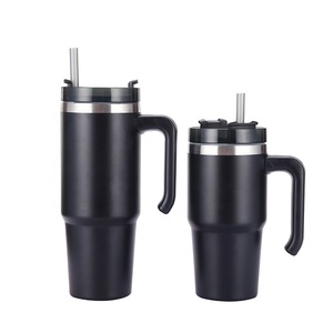 Bình giữ nhiệt chân không bằng thép không gỉ, dung tích 20/30/40 oz, có tay cầm, nắp đậy kèm ống hút, dùng làm cốc du lịch ngoài trời, bộ đồ ăn, ly giữ nhiệt cho người bận rộn - Product Image 2