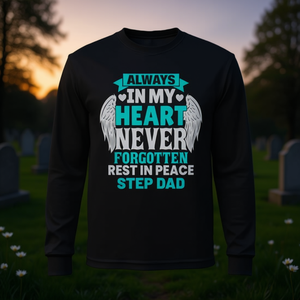 Step Dad In Heaven <b>Memorial</b> Long Sleeve T-Shirt Family Member Tribute - Product Image 3