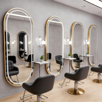 Miroir de salon de coiffure intelligent à LED mural, réglable, avec interrupteur tactile et cadre en alliage d'aluminium