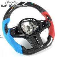 Volant sport en fibre de carbone avec écran LED pour BMW G20 G30 G42 G80 G82 G87, cuir perforé bleu et rouge, fond plat, pièces de voiture sport
