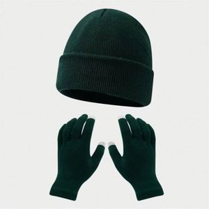 Conjunto de Gorro y Guantes de Punto Acrílico Personalizados con Pantalla Táctil, Color Sólido, para Otoño e Invierno, para Montar al Aire Libre, Cálidos y Resistentes al Frío, para Esquí - Product Image 3