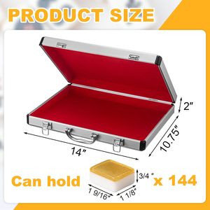 Étui vide pour Mahjong 14" x 10.75" x 2" en aluminium, mallette de protection pour tuiles de Mahjong, boîte de rangement portable pour dossiers - Product Image 2