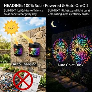 Factory Decorative Solar Mandala Wall Light Waterproof Outdoor Garden Wall Lamp Solar Powered No Wiring LED <b>Landscape</b> <b>Lighting</b> - Product Image 2