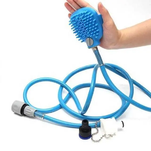 Silicone Pet Bathing massaggio regolabile soffione doccia spazzola lavapiedi per cani pulizia lunga spruzzatore per lavaggio strumento per toelettatura per animali domestici