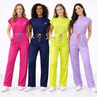 Combinaisons médicales chirurgicales pour femmes avec poches, uniforme d'infirmière en spandex doux, ensemble pour hôpital, dentiste, fournisseur en gros OEM