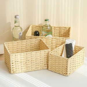 Wholesale Handle Drawer Type <strong>Storage</strong> Basket Desktop <strong>Remote</strong> <strong>Control</strong> <strong>Storage</strong> Box Rattan Cosmetics Organizer Woven <strong>Storage</strong> Baskets - Product Image 6