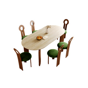 Ensemble table et chaises ovales en bois de frêne blanc nordique, 6 pièces, meubles de salle à manger en bois massif, design durable - Product Image 5
