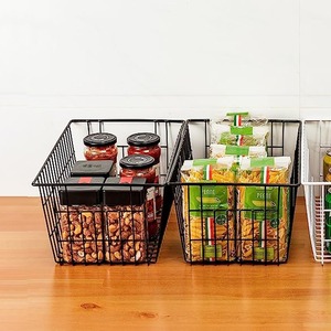 Cesta de clasificación de congelador en blanco o negro, organizador de refrigerador de malla de alambre recubierto de <span class=keywords><strong>PE</strong></span>, cesta de almacenamiento duradera y de grado alimenticio - Product Image 3