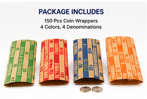 Envoltorios de Papel Kraft para Monedas, Diseño a Rayas Naranjas, para Monedas de un Centavo, Cinco Centavos, Diez Centavos y Veinticinco Centavos, 150 Unidades, Embalaje de Grado Alimenticio - Product Image 6